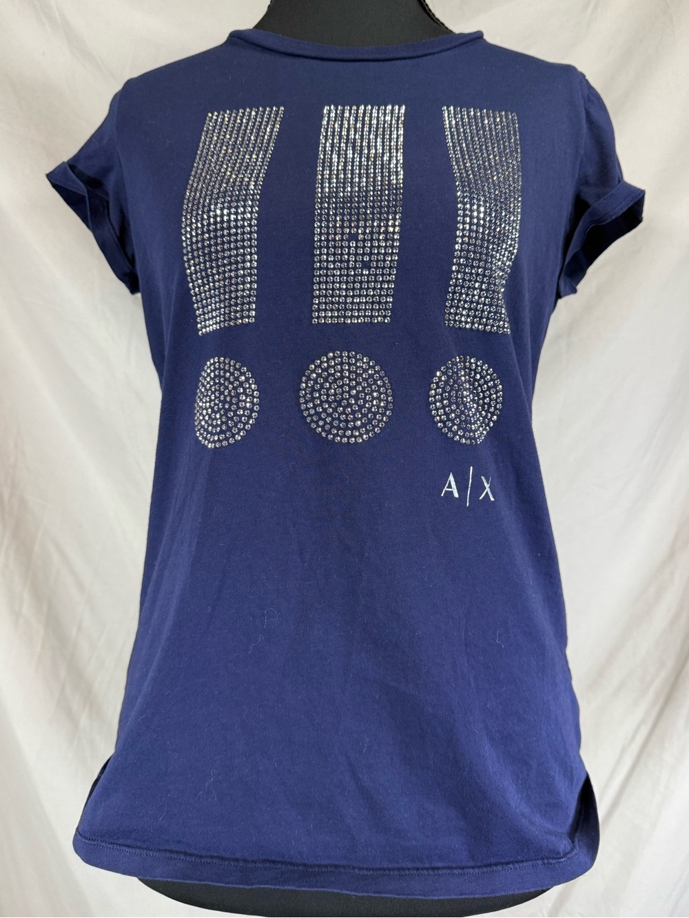 Armani Exchange Studded Exclamation Graphic T-Shirt - Blue - Medium